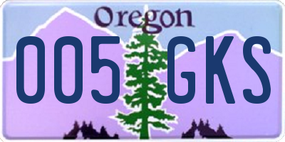 OR license plate 005GKS
