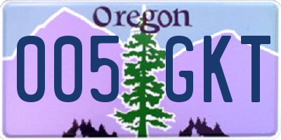 OR license plate 005GKT