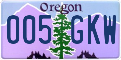 OR license plate 005GKW