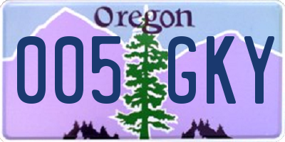 OR license plate 005GKY
