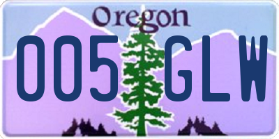 OR license plate 005GLW