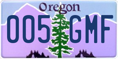 OR license plate 005GMF