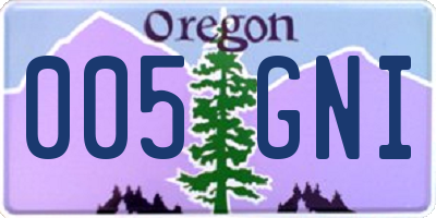 OR license plate 005GNI