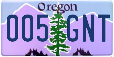 OR license plate 005GNT
