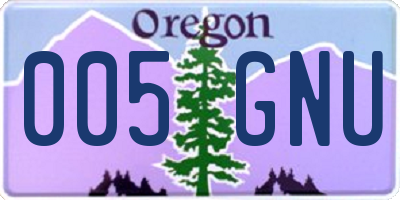 OR license plate 005GNU