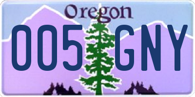 OR license plate 005GNY