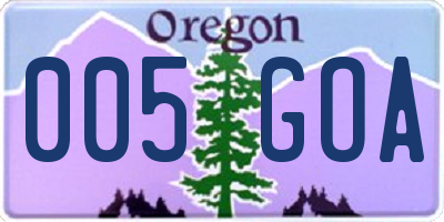 OR license plate 005GOA