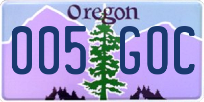 OR license plate 005GOC