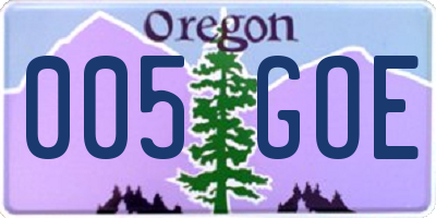 OR license plate 005GOE