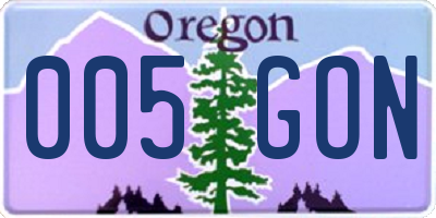 OR license plate 005GON