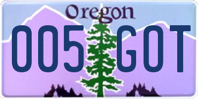 OR license plate 005GOT