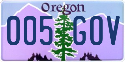 OR license plate 005GOV