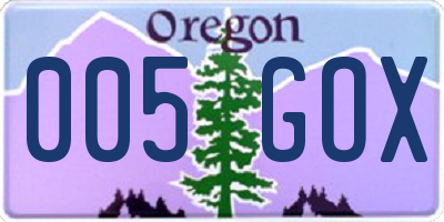 OR license plate 005GOX