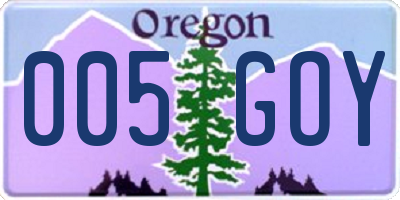 OR license plate 005GOY