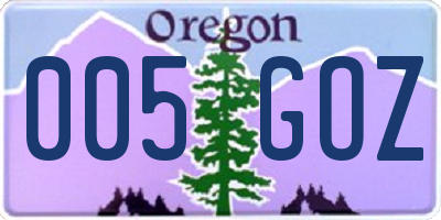 OR license plate 005GOZ