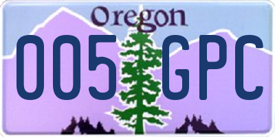OR license plate 005GPC