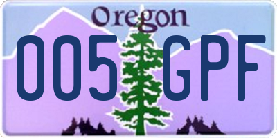 OR license plate 005GPF