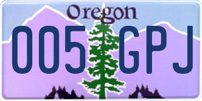 OR license plate 005GPJ