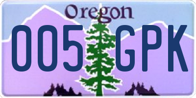 OR license plate 005GPK