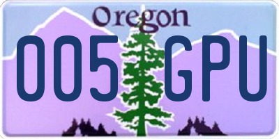 OR license plate 005GPU