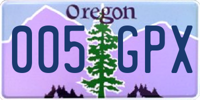 OR license plate 005GPX
