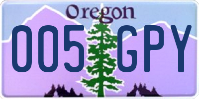 OR license plate 005GPY