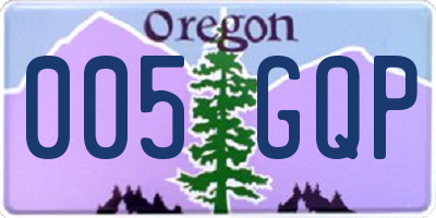 OR license plate 005GQP
