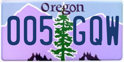 OR license plate 005GQW