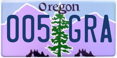 OR license plate 005GRA