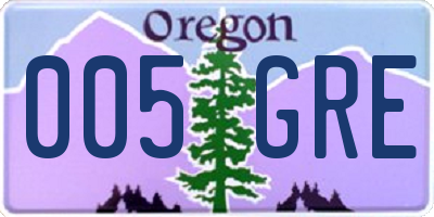 OR license plate 005GRE