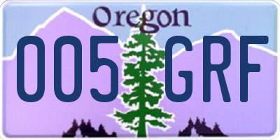 OR license plate 005GRF