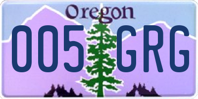 OR license plate 005GRG