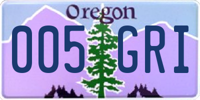 OR license plate 005GRI