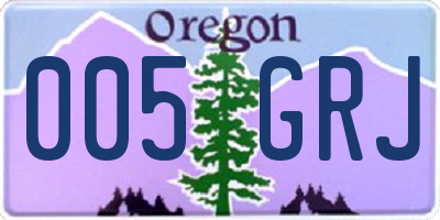 OR license plate 005GRJ