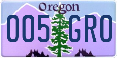 OR license plate 005GRO