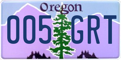 OR license plate 005GRT