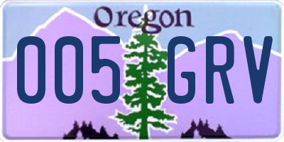 OR license plate 005GRV