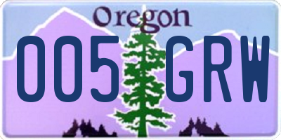 OR license plate 005GRW