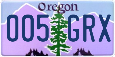 OR license plate 005GRX