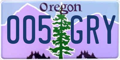 OR license plate 005GRY