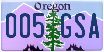 OR license plate 005GSA