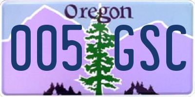 OR license plate 005GSC