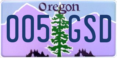 OR license plate 005GSD