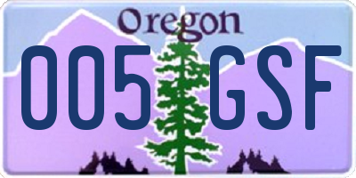 OR license plate 005GSF