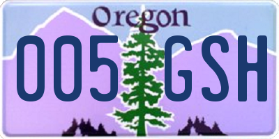 OR license plate 005GSH