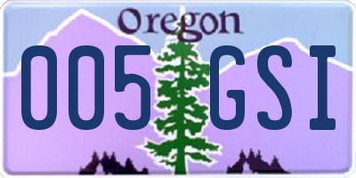 OR license plate 005GSI