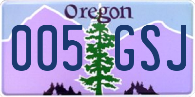 OR license plate 005GSJ