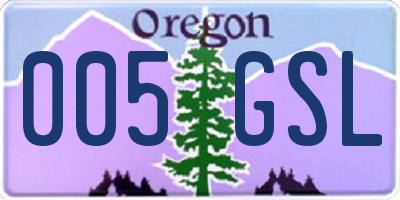 OR license plate 005GSL