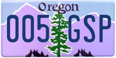 OR license plate 005GSP