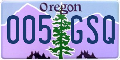 OR license plate 005GSQ